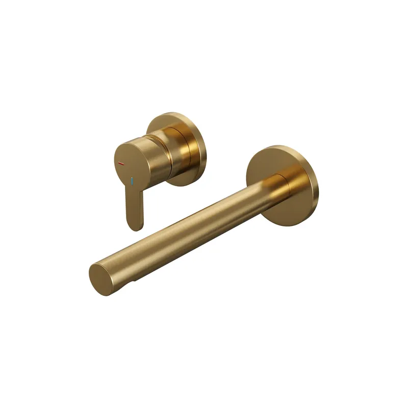 Gecertificeerd Brauer Gold Edition Inbouw Wastafelmengkraan met Rechte Uitloop & Rozetten - Model D2 - Hendel Links - PVD - Geborsteld Goud