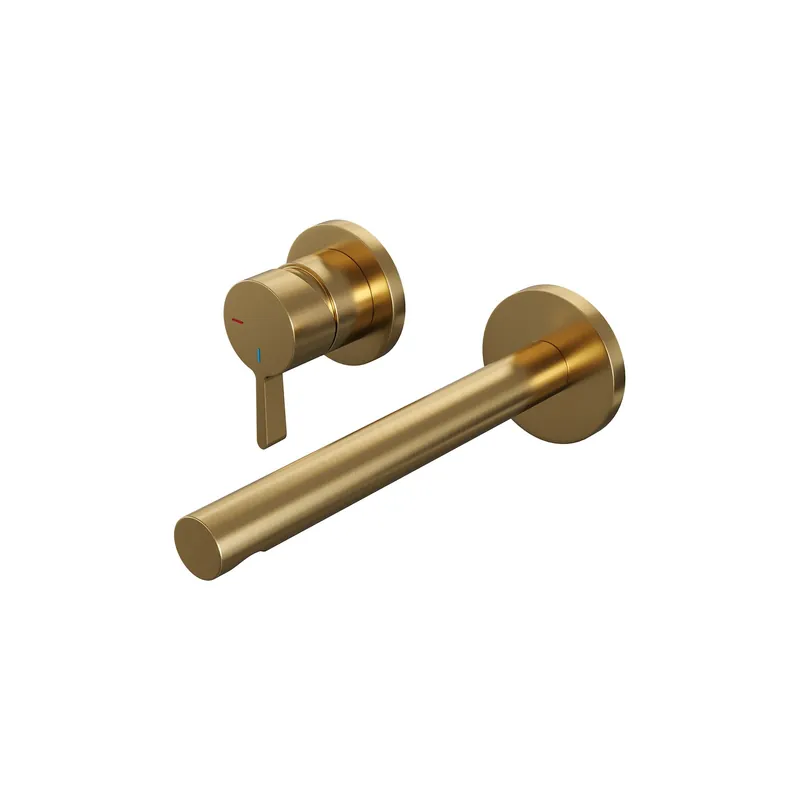 Beperkte Voorraad Brauer Gold Edition Inbouw Wastafelmengkraan met Rechte Uitloop & Rozetten - Model E2 - Hendel Links - PVD - Geborsteld Goud