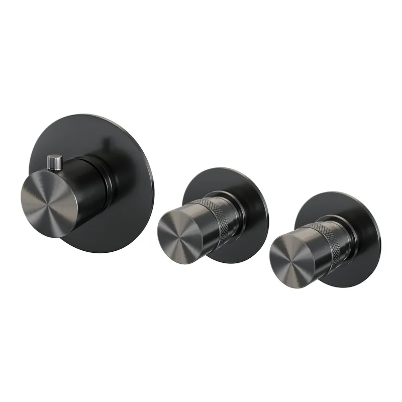 Hoge Kwaliteit Brauer Gunmetal Edition Inbouw Thermostaat met Stopkranen - Draaiknoppen - PVD - Geborsteld Gunmetal