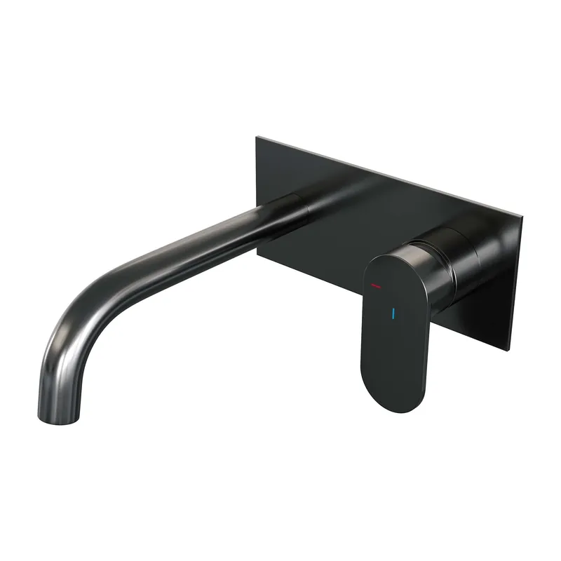 Nieuw Brauer Gunmetal Edition Inbouw Wastafelmengkraan met Gebogen Uitloop & Afdekplaat - Model C1 - Hendel Rechts - PVD - Geborsteld Gunmetal