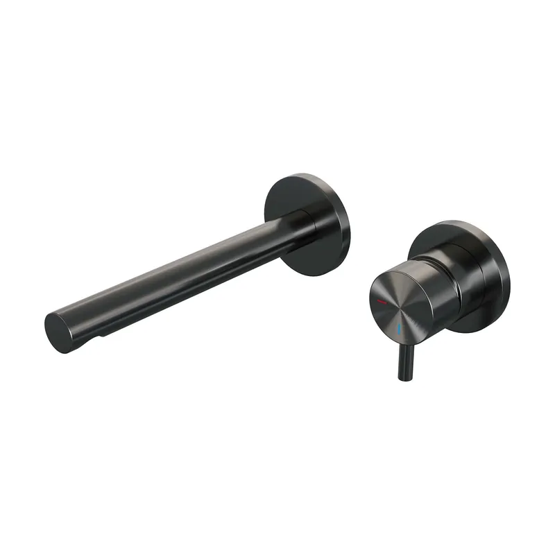 Shop Nu Brauer Gunmetal Edition Inbouw Wastafelmengkraan met Rechte Uitloop & Rozetten - Model B1 - Hendel Rechts - PVD - Geborsteld Gunmetal