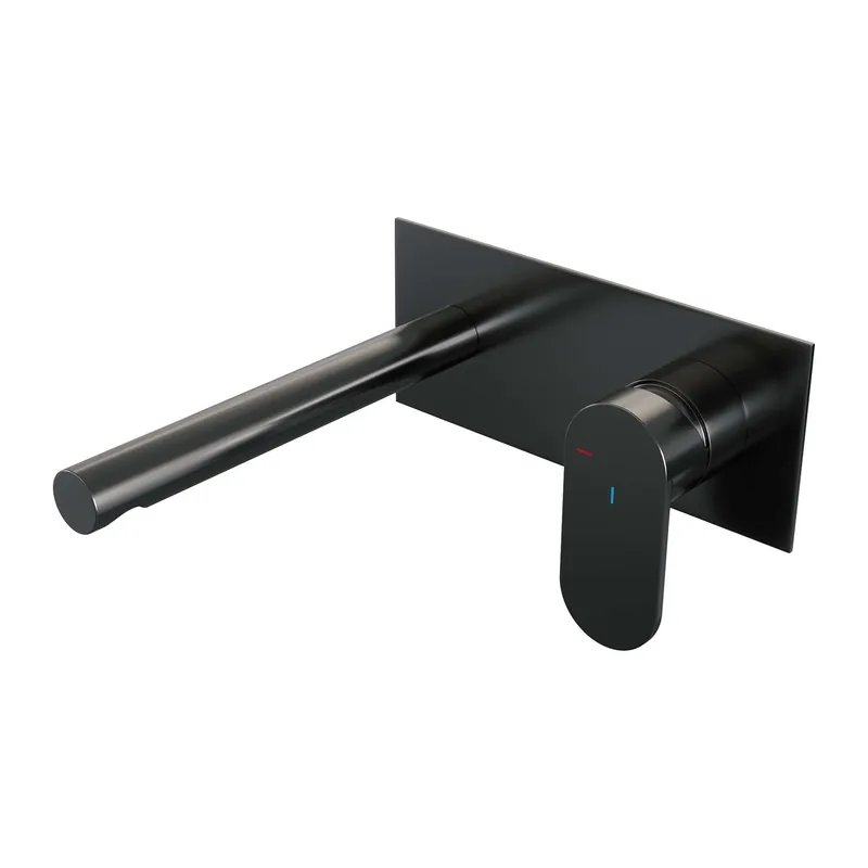 Actieprijs Brauer Gunmetal Edition Inbouw Wastafelmengkraan met Rechte Uitloop & Afdekplaat - Model C1 - Hendel Rechts - PVD - Geborsteld Gunmetal