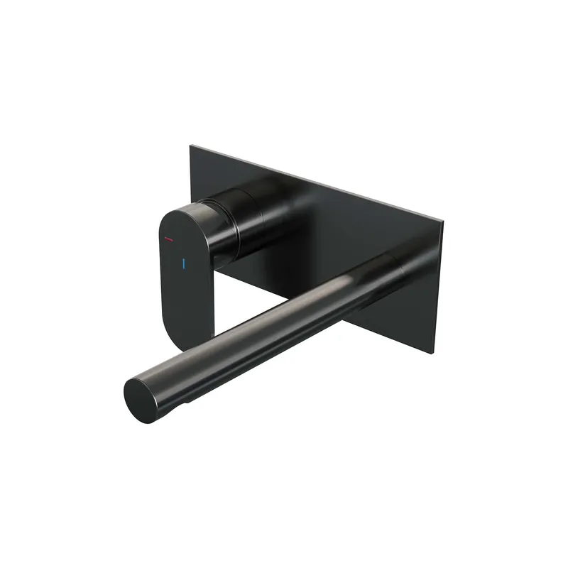 Laatste Versie Brauer Gunmetal Edition Inbouw Wastafelmengkraan met Rechte Uitloop & Afdekplaat - Model C2 - Hendel Links - PVD - Geborsteld Gunmetal