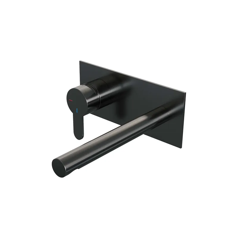 Veilige Betaling Brauer Gunmetal Edition Inbouw Wastafelmengkraan met Rechte Uitloop & Afdekplaat - Model D2 - Hendel Links - PVD - Geborsteld Gunmetal