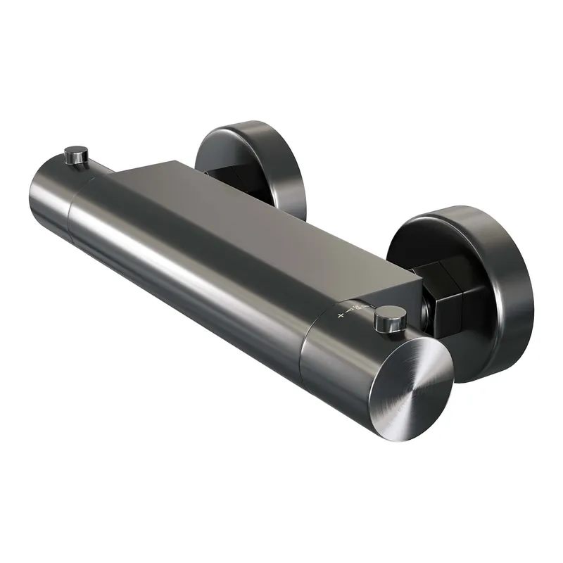 Brauer Gunmetal Edition Opbouw Thermostatisch Douchekraan - Draaiknoppen - PVD - Geborsteld Gunmetal Korting
