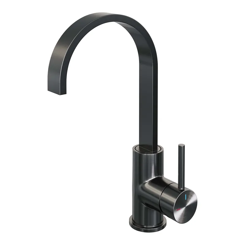Gecertificeerd Brauer Gunmetal Edition Opbouw Wastafelmengkraan met Draaibare Uitloop - Plat - Hoog - Hendel Model A - PVD - Geborsteld Gunmetal