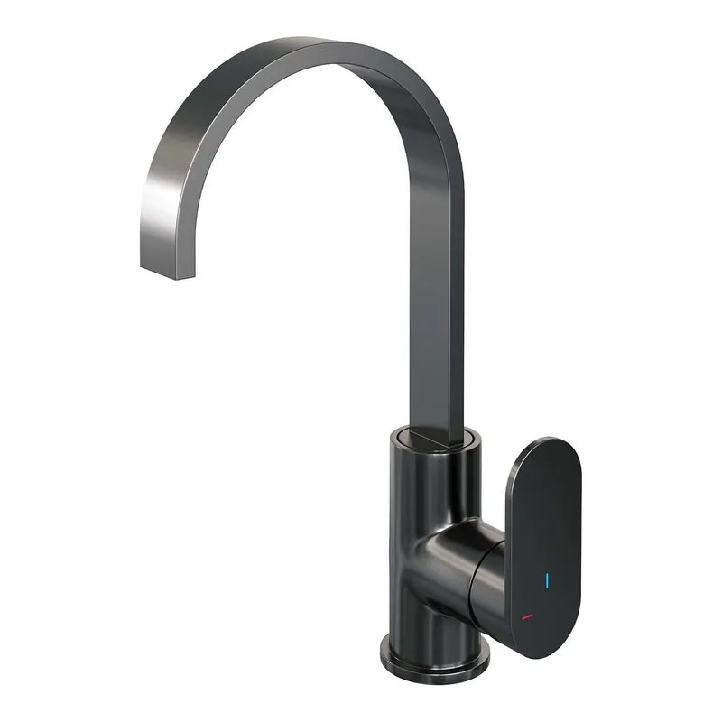 Superprijs Brauer Gunmetal Edition Opbouw Wastafelmengkraan met Draaibare Uitloop - Plat - Hoog - Hendel Model C - PVD - Geborsteld Gunmetal