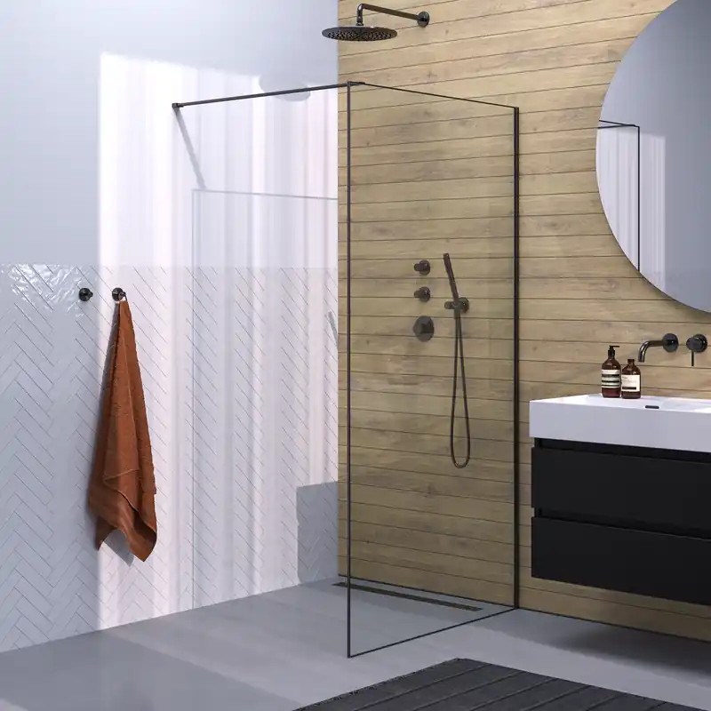 Alleen Vandaag Brauer Gunmetal Frame - Inloopdouche - 8mm Helder Glaswand met Frame - 100x200cm - Muurprofiel & Stabilisatiestang - Geborsteld Gunmetal