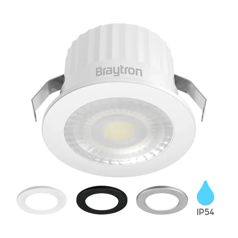 Favoriet Braytron LED Inbouw Spot met Vervangbaar Kop - 3W - IP54 - 4000K - Rond - Wit/Zilver/Zwart