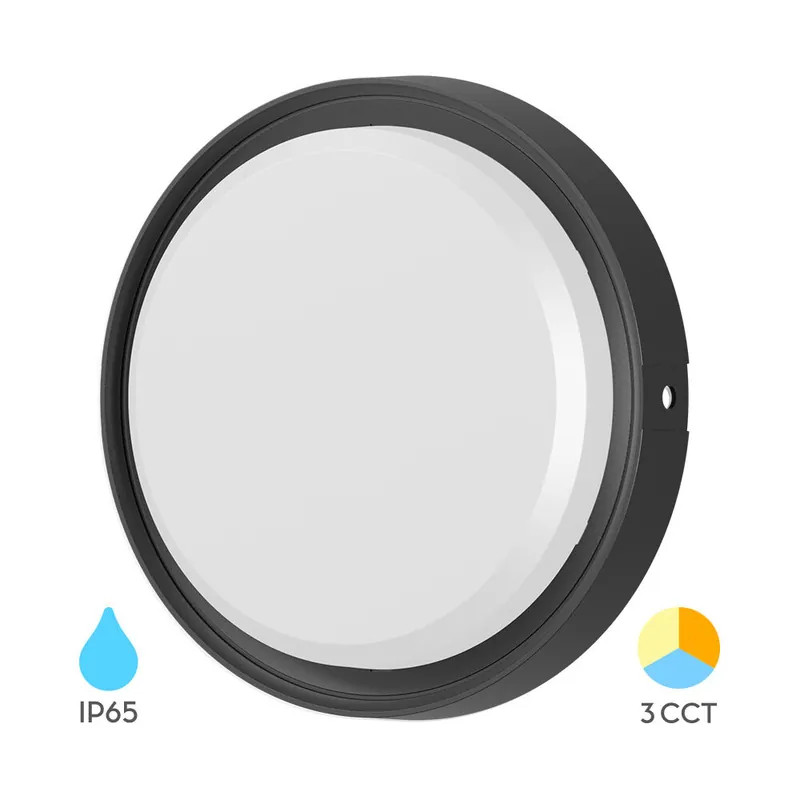 Braytron LED Wand Lamp - Rond - 12W - IP65 - CCT - Zwart Betrouwbaar
