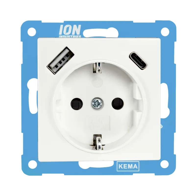 Favoriet ION Industries Wandcontactdoos RA USB A + USB C met Aanraakbeveiliging V1/J1 Alpin Wit