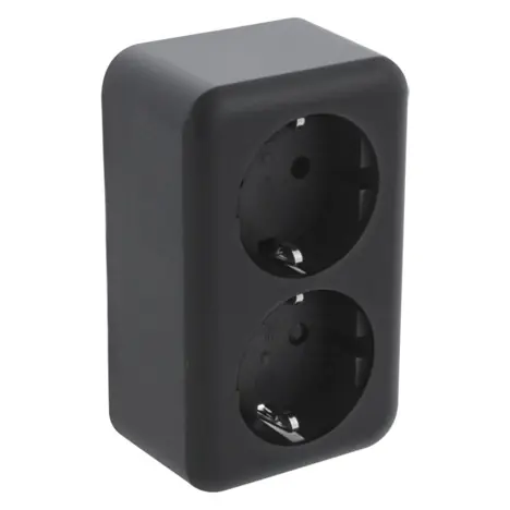 Q-Link contactdoos opbouw 2-voudig met randaarde met kingerbeveiliging zwart Nu Kopen