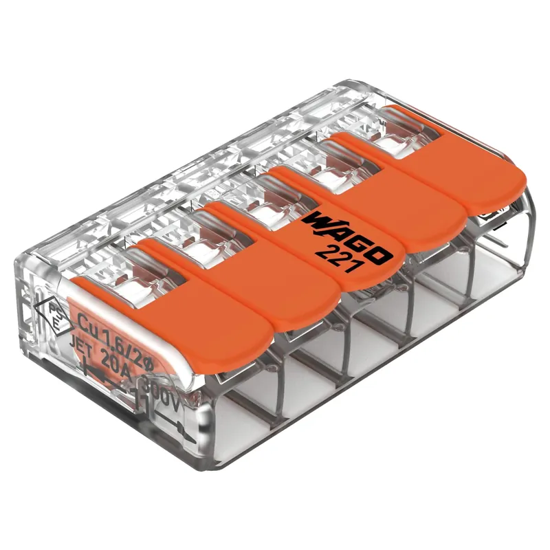 Wago 221 Lasklem - 4mm² - 5-Polig - 8 stuks Hete Deal