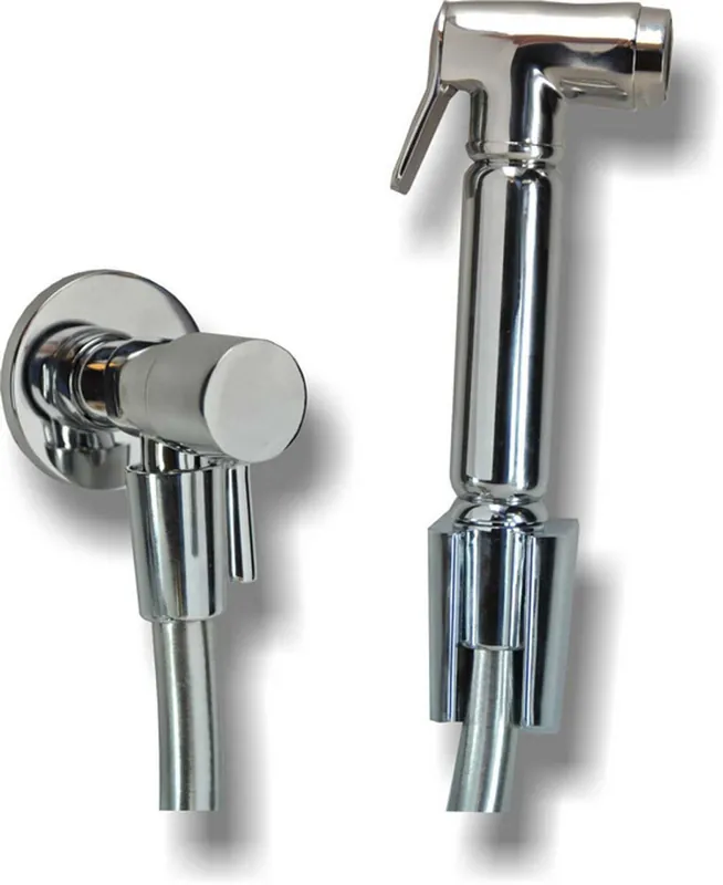 Koopje Wiesbaden Caral Bidet Handdoucheset: Hoekstopkraan, Handdouche, Handdouchehouder & Doucheslang - Chroom