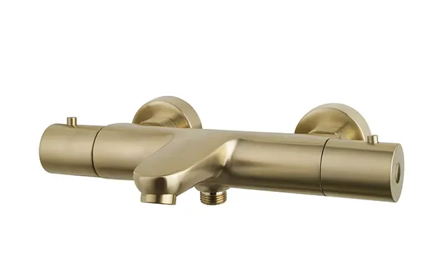 Wiesbaden Caral Thermostatische Badkraan - Geborsteld Messing Betrouwbaar