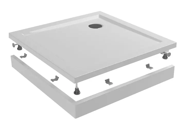 Wiesbaden Compo Voorzetpaneel inclusief Set Poten - Vierkant - Acryl - 90x90x4cm - Wit Uitverkoop