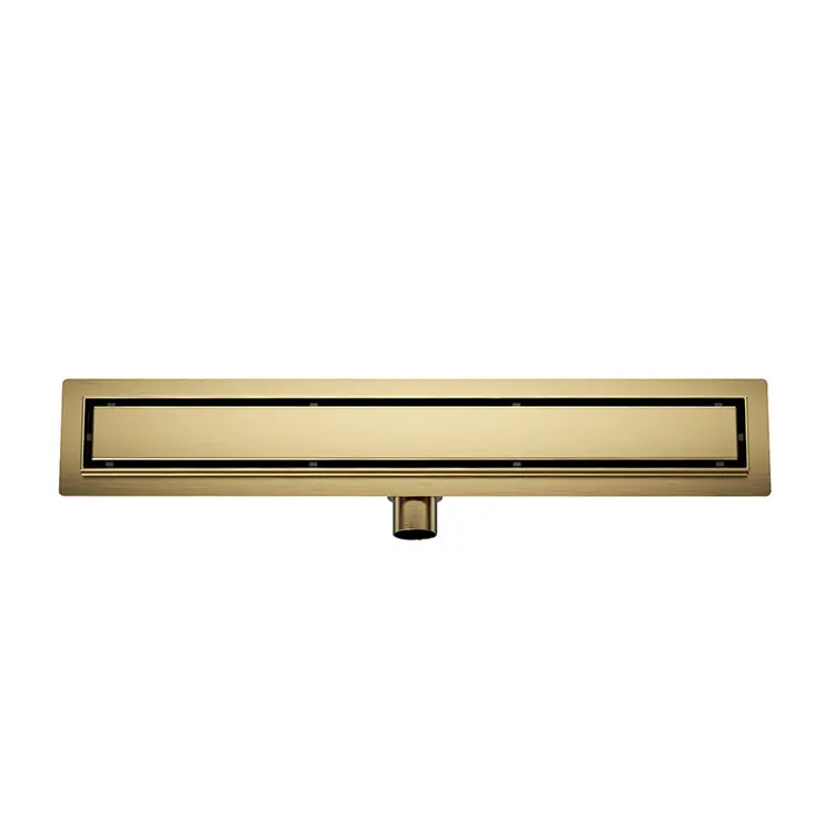 Beperkt Aanbod Wiesbaden Douchegoot met Tegelrooster & Flens - 90x7cm - Geborsteld Messing