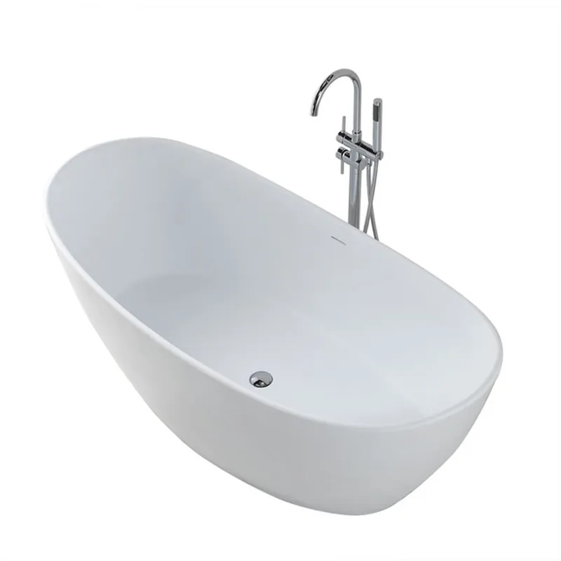 Korting Wiesbaden Eva Solid Surface Vrijstaande Ligad inclusief Clickwaste, Sifon & Potenset - 180x85x64cm - Wit