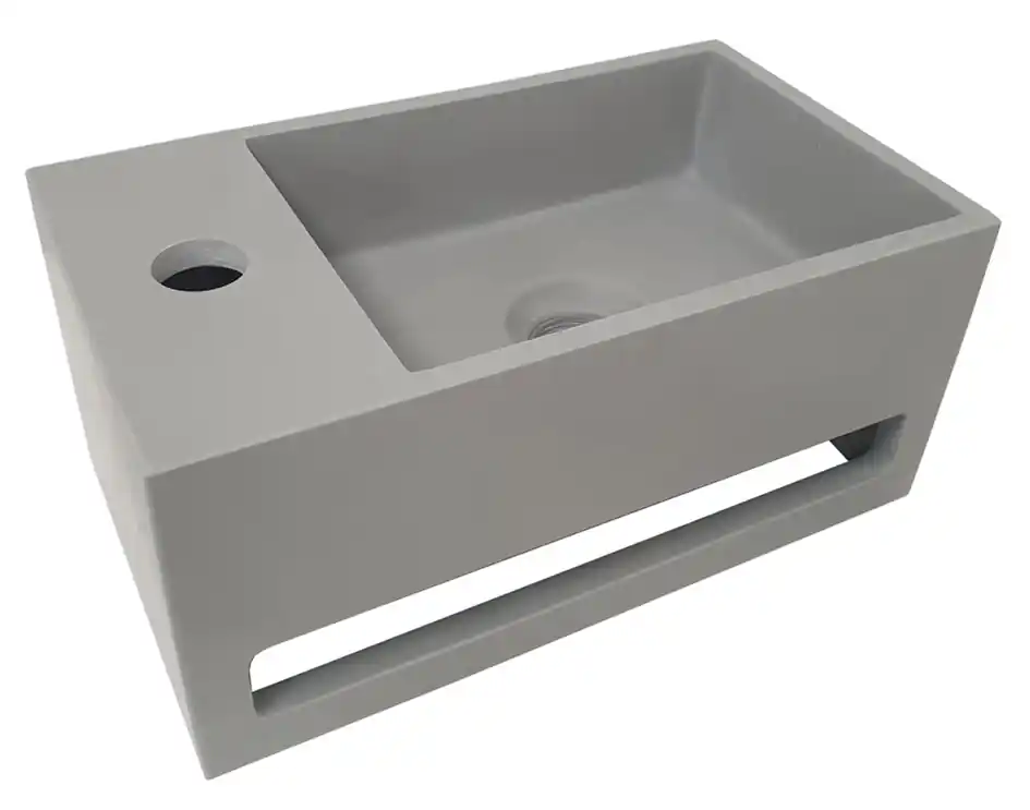 Wiesbaden Julia Solid Surface Fontein - Kraangat Links - 35x20x16cm - Beton Nieuw
