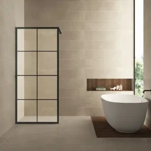 Beperkte Voorraad Wiesbaden Maaz Inloopdouche met Raster en Handdoekhouder - Nano Coating - 10mm Helder Glas - 90x200cm - Mat Zwart