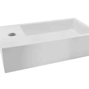 Wiesbaden Noble Solid Surface Fontein - Kraangat Links - 36x18x10cm - Mat Wit Superprijs