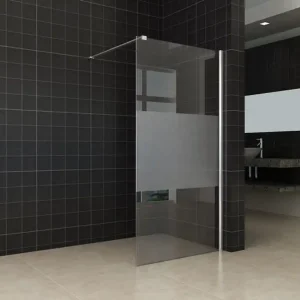 Wiesbaden Partly Inloopdouche - Nano Coating - 10mm Helder/Melk Glas - 70x200cm - Chrome Goedkoop