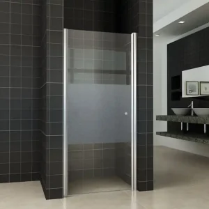 Bestseller Wiesbaden Partly Nisdeur - Links Scharnierprofiel - Nano Coating - 8mm Helder Glas - 90x202cm - Chroom