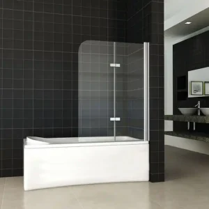 Wiesbaden Pento Vouwbaar Badwand - Nano Coating - 6mm Helder Glas - 100x140cm - Chroom Fabrieksprijs