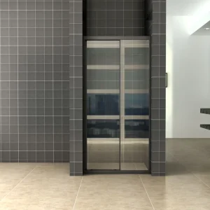 Wiesbaden Skyline Schuifbare Nisdeur - Nano Coating - 8mm Helder Glas - 130x200cm - Mat Zwart Koopje
