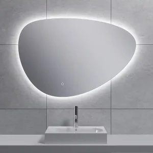 Wiesbaden Uovo Spiegel met LED Verlichting - Dimbaar - Spiegelverwarming - Asymmetrisch - 90x62cm Koop Online