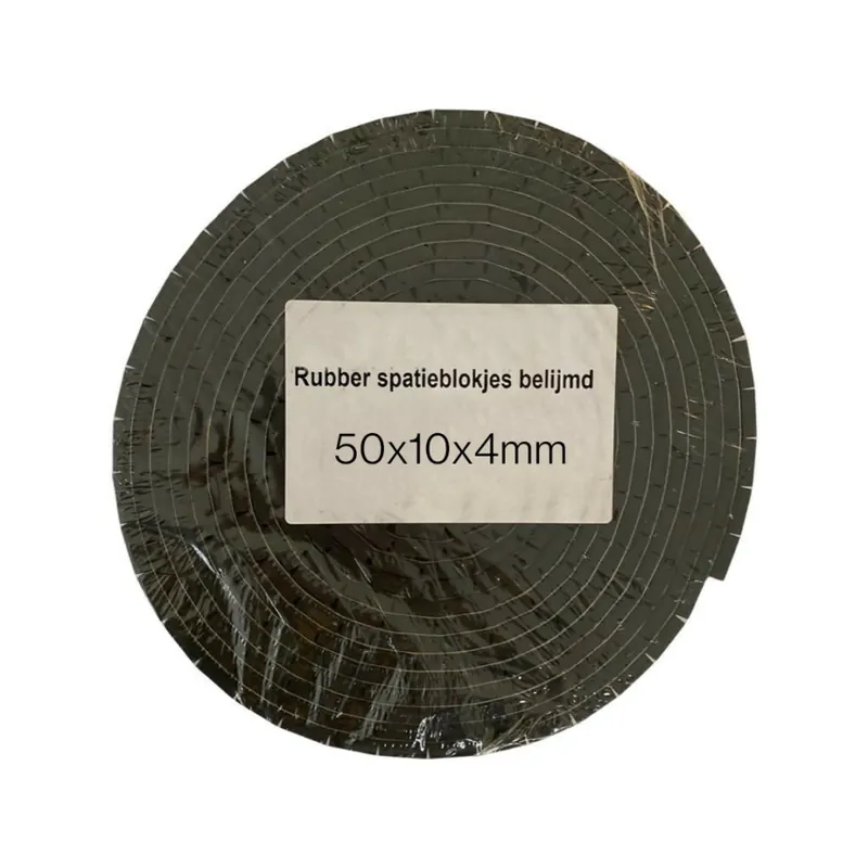 Neopreen blokje zelfklevend 50x10x4mm rol 500st Hoge Kwaliteit