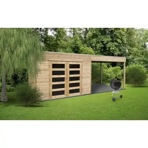Gecertificeerd Blokhut Solid Salerno 299+287x199 cm geïmpregneerd
