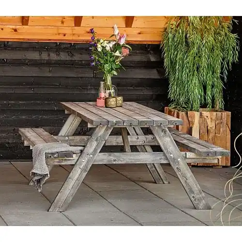 Picknicktafel basis grijs geïmpregneerd Weekendaanbieding