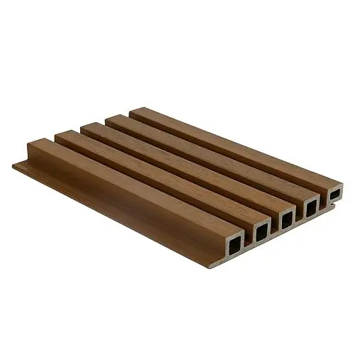 Bestel Nu NewTechWood composiet co-extrusie wand bekleding castellation 25 profiel, 2,5 x 19,6 x 290 cm, Teak