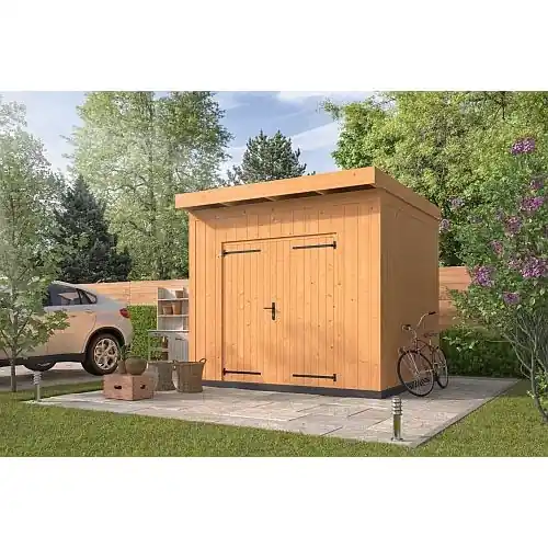Aanbieding DHZ overkapping plat dak Almelo 300 x 300 douglas verticaal