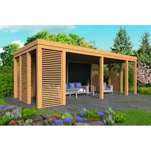 Exclusieve Aanbieding DHZ overkapping plat dak Brammelo douglas 750x335 cm