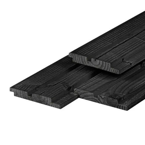 Dubbel profiel douglas zwart gespoten geschaafd 1,9x13x400 cm Hoge Kwaliteit