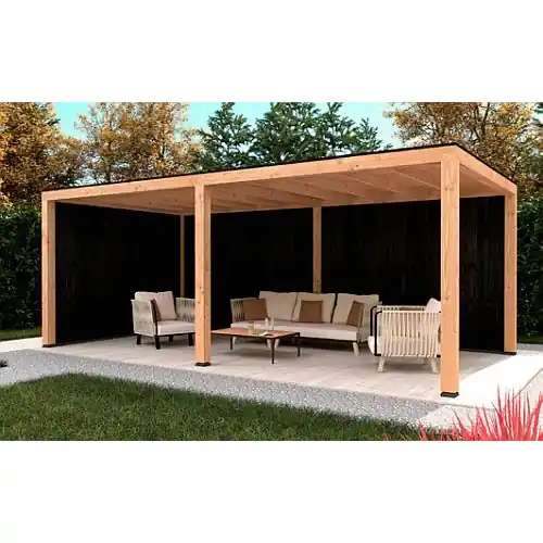 Weekendaanbieding Afdak plat dak Stavanger type 2 L 326x638 cm zwarte wanden