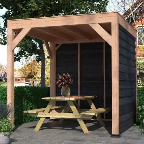 Tijdelijk Beschikbaar Douglas overkapping geschaafd 250x250 cm zwarte wanden
