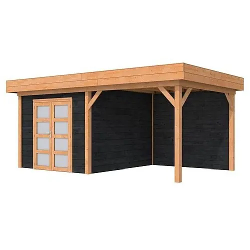 Blokhut Topvision douglas Roek 298+300x298 cm zwarte wanden Goedkoop