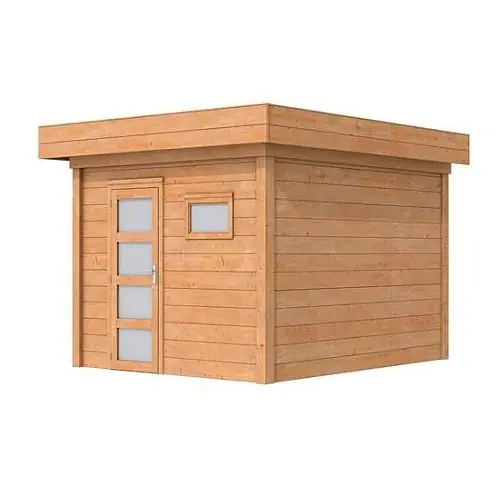 Blokhut Topvision douglas Raaf 298x298 cm transparant gespoten Aanbieding