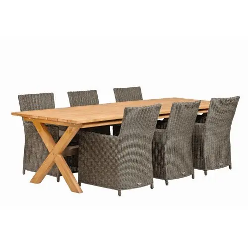 Populair Teak dinner tafel rustiek 350 x 100 cm met kruispoot