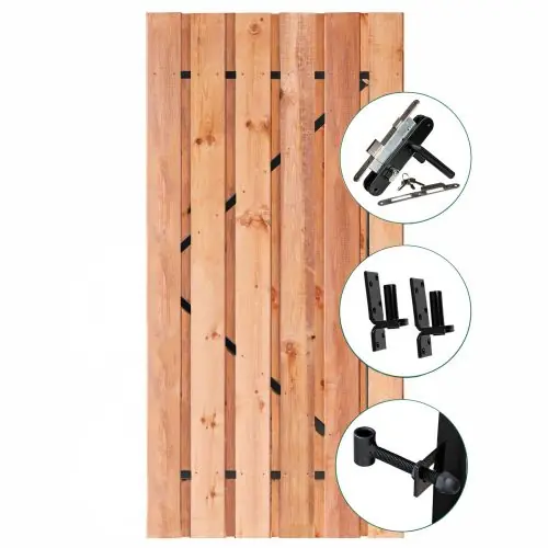 Tuindeur Privacy Red Class Wood met zwart frame inclusief slot 195x100 cm Op = Op