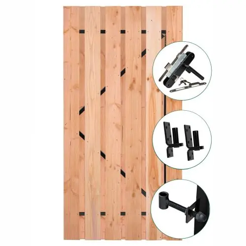 Dagaanbieding Tuindeur Privacy douglas met zwart frame inclusief slot 195x100 cm
