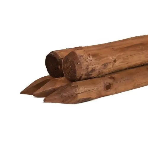 Aanbieding Ronde paal vuren geschild kop bruin geïmpregneerd Ø7x160 cm