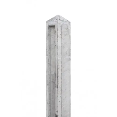 Premium Betonnen tuinhek-borderpaal Hunze grijs 10x10x145 cm diamantkop hoekpaal