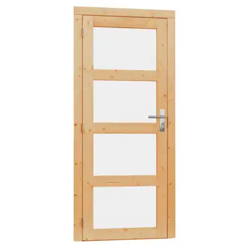 Enkele 4-ruits deur inclusief kozijn 90x201 cm rechtsdraaiend vuren 1023902 Merkproduct