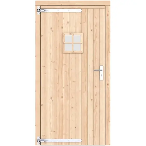 Vuren enkele deur 108x209 cm ld verzinkte hengen RVS beslag groen geïmpregneerd 1073347 Koopje