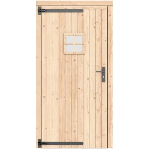 Vuren enkele deur 108x209 cm ld zwart beslag kleurloos geïmpregneerd 1073318 Voordeelprijs