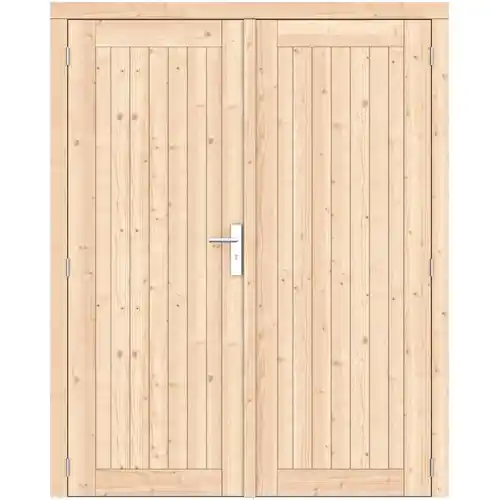 Vuren dichte dubbele deur Prestige 168x209 cm ld RVS beslag groen geïmpregneerd 1073355 Lage Prijs